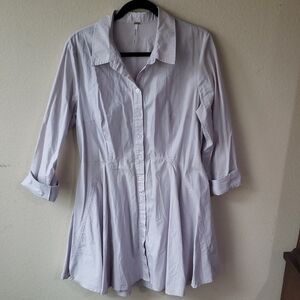 Light Gray Button-Up Shirt Dress